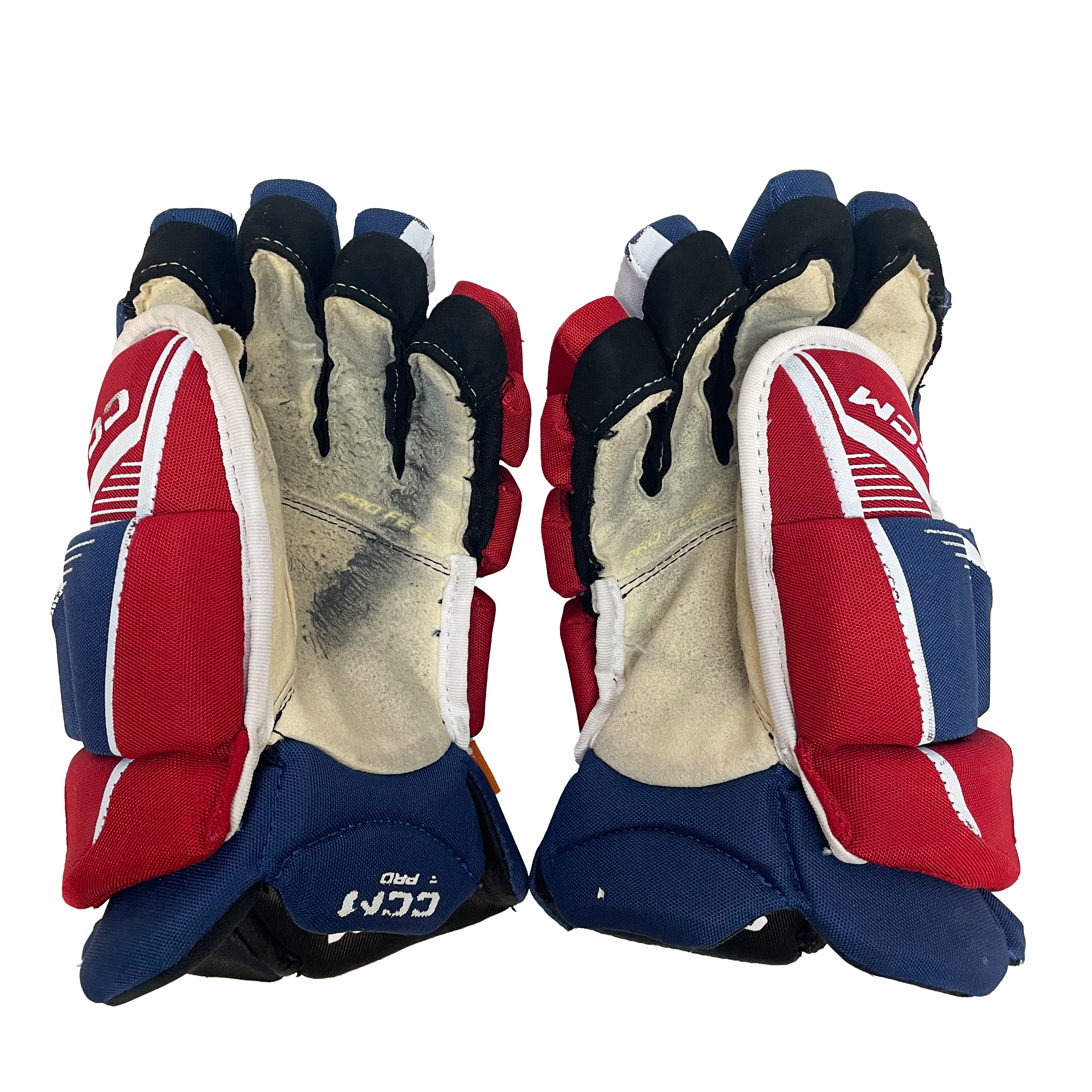 CCM HGJS - Gant de hockey d'occasion NHL Pro Stock - Canadiens de Montréal (bleu/blanc/rouge)